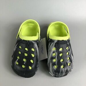 Capelli of New York Kids' Black and Neon Yellow Slip-On Clogs Size 1